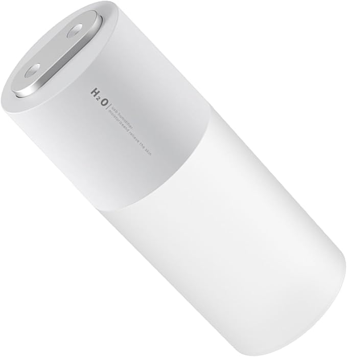 Mini Humidifier Portable USB Humidifier Double Spray Small Mist Humidifiers Desktop Humidifier for Car, Office, Indoor, Bedroom, Travel (White)