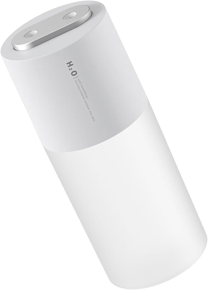 Mini Humidifier Portable USB Humidifier Double Spray Small Mist Humidifiers Desktop Humidifier for Car, Office, Indoor, Bedroom, Travel (White)