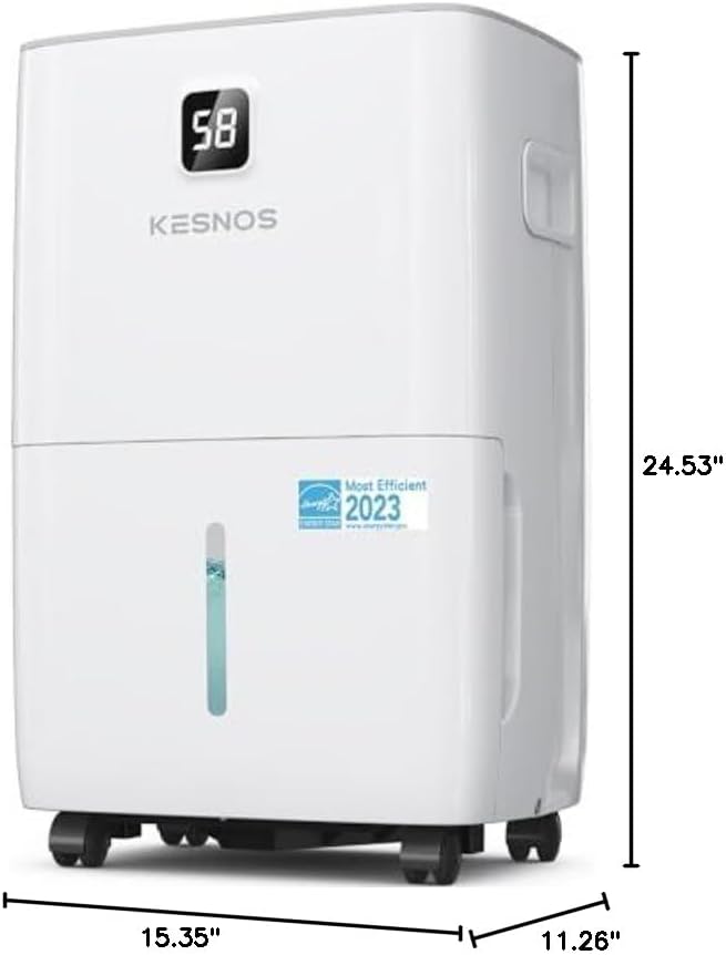 Kesnos 80 Pints Energy Star Dehumidifier for Home & Basement with Drain Hose, Front LED Display and 1.06 Gal Water Tank, Ideal for Spaces up to 5,500 Sq. Ft., Featuring Auto Defrost & Timer Function