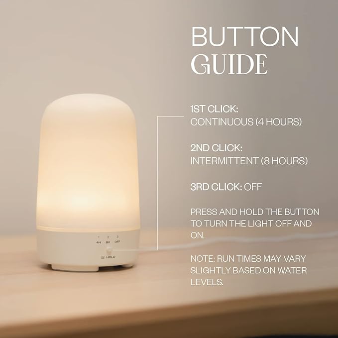Vitruvi Glow Ultrasonic Essential Oil Diffuser | Aromatherapy Diffuser for Home, Kids Room, Room Decor (100 ml) White