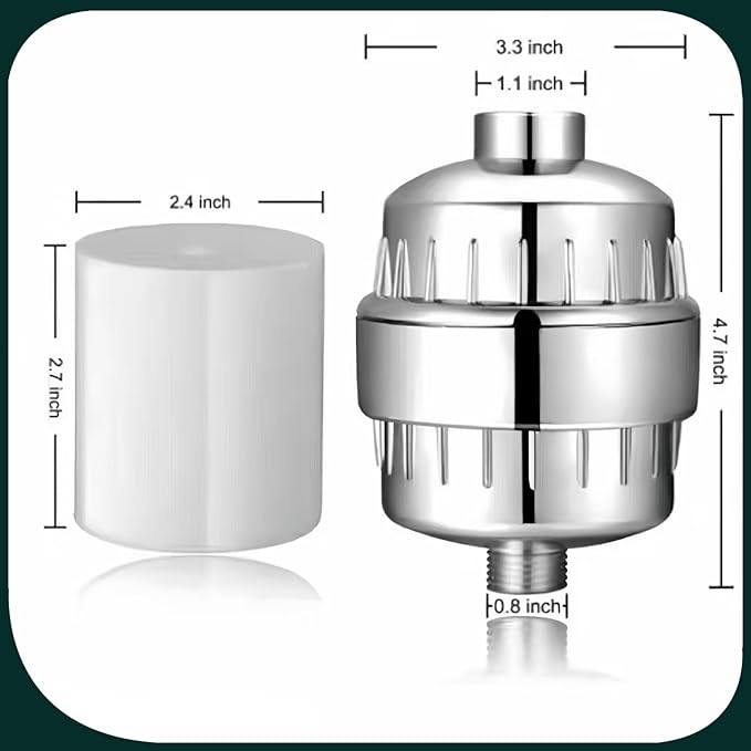 20-Stage Showerhead Filter for Hard Water Heavy Metals and Sediments, Reduces Dry Skin, Dandruff and Eczema - Improves Skin, Hair and Nails - High Output Filtered Shower Head, Consistent Flow