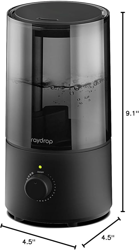Humidifiers for Bedroom, raydrop Cool Mist Humidifiers for Babies, 1.0L Quiet Ultrasonic Humidifier, Space-Saving, Filterless, Auto Shut Off - (0.26 Gallon, US 110V)
