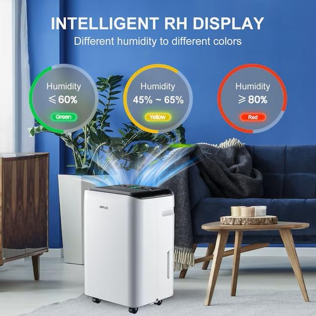 AIRPLUS 70 Pints Dehumidifiers for Home, 4500 Sq. Ft Dehumidifier for Basement with Drain Hose, Continuous Drainage, Intelligent Humidistat, Dehumidifier for bathroom, bedroom, Large Room