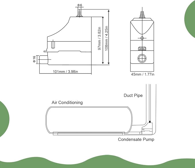 Condensate Pump, Automatic Water Lifting Pump with Low Noise, Ventilation Hole Design, Suitable for 1-3P Wall Mounted Machine and Commercial Ice Makers, AC Units, Dehumidifiers