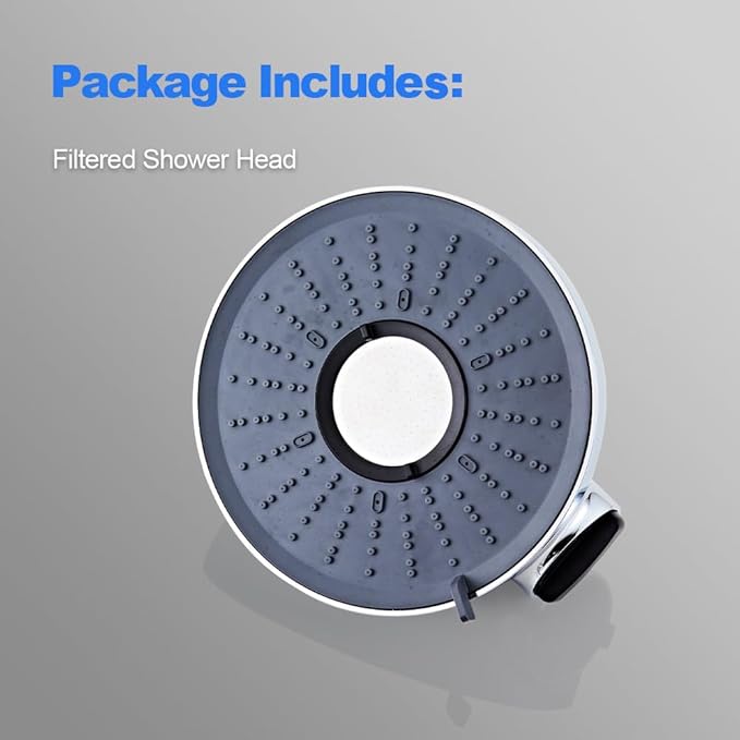Filtered Shower Head 8 Inch - High Pressure Fixed Rain Showerhead with 18-Stage Filter for Hard Water Softener - Reduces Chlorine and Heavy Metals (Chrome)