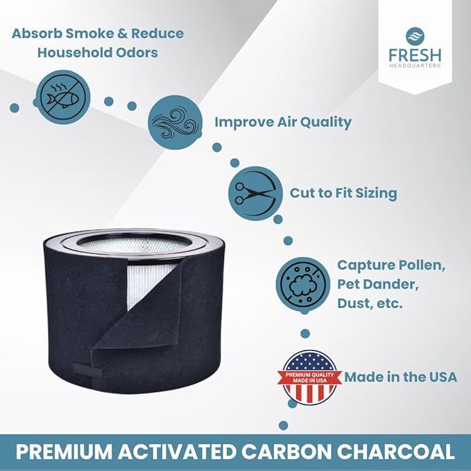 2-Pack Premium Activated Carbon and Zeolite Prefilter - Versatile Dual Action Carbon Replacement Filter and Extends HEPA Filter Life - Compatible with Honeywell Air Purifiers Models