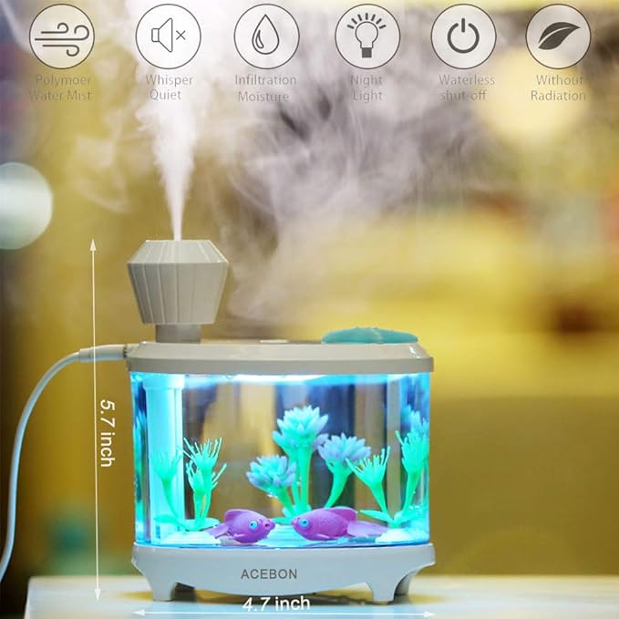 Portable Mini Humidifier, 460ml Cool Mist Small Humidifier, USB Quiet Operation Desktop Humidifiers for Baby Bedroom Travel Office Home, 2 Mist Modes (White)