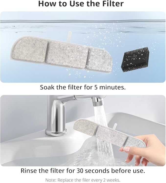 12 Pack Replacement Filters for 84oz/2.5L Fursink Wireless Pet Water Fountain, Triple Filtration Pet Water Fountain Filter Replacement