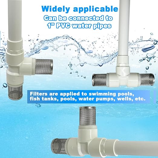 1" T Strainers Steel Filter Cover Connected to 1" PVC DN25 Water Pipe, Suction Hose 1 inch T Strainer Used to Remove Debris and Reduce Solid Entry