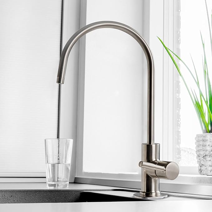iSpring GA1-BN Drinking Water RO Faucet for Kitchen Sink, Heavy-Duty Lead-Free Reverse Osmosis Faucet for RO Water Filtration System, Non-Air Gap 100% Stainless Steel RO Faucet, Brushed Nickel Finish