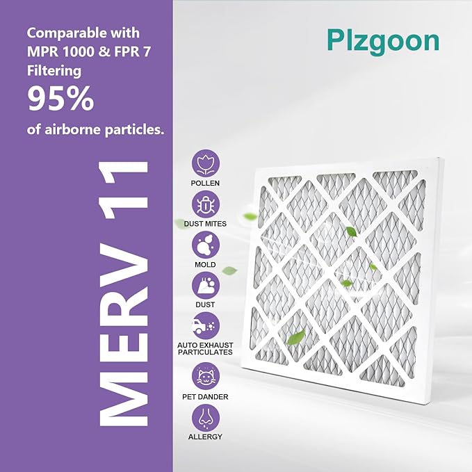 10x10x1 Air Filter MERV 11 (4 Pack) MPR 1000 Pleated Air Conditioner Filter for Home HVAC AC Furnace Filter (Exact Dimensions: 9.81"L x 9.81"W x 0.81"Th)