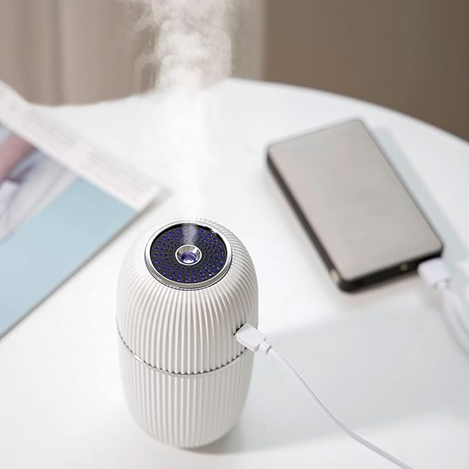 Portable Mini Humidifier, Air Diffuser Mist Humidifier for Home, Living Room, Kidsroom, Bedroom, Office & Car (White)