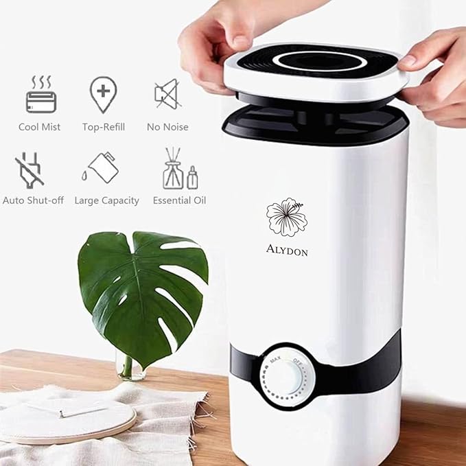 Cool Mist Humidifiers - Essential Oil Top Fill Humidifier Cool Ultrasonic Humidifier Quiet Air Diffuser for Large Room & Easy to Clean with Filter & Oil Diffuser Plant Bedroom Humidifier