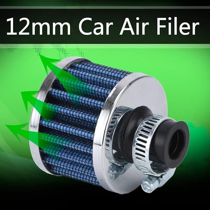 PTNHZ Universal 2 PCS 12mm Auto Cone Mini oil Air Intake Filter Crankcase Vent Valve Cover Breather Filter Flow Air Filters Blue