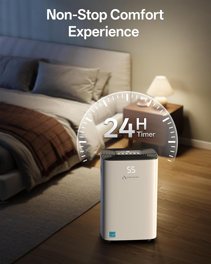 Dehumidifier for Basement, 52 Pints Dehumidifiers for Bedroom Bathroom Large Room Home, 4500 Sq.Ft Dehumidifier with Drain Hose, 2025 Energy Star Certificate, Humidity Control, 24H-Timer, Auto Defrost