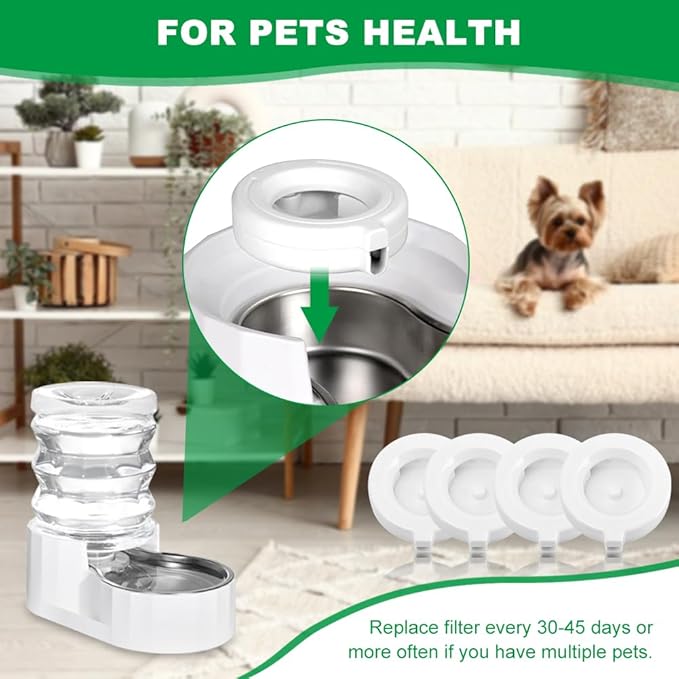 Dog Water Dispenser Filter Replacement, 8PCS Pet Water Fountain Filters For 3.6L/4.6L/6L/8L Automatic Pet Waterer, Feeder Filter for Cat and Dog