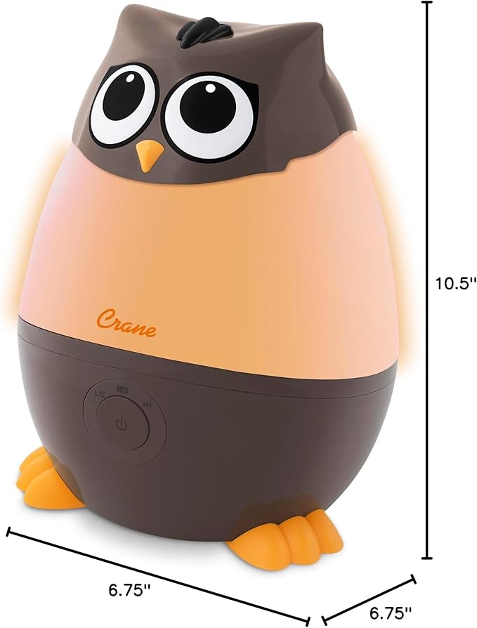 Crane Ultrasonic Humidifiers for Kid's Room and Baby Nursery, .5 Gallon Cool Mist Air Humidifier, Owl Humidifier For Kid's Room