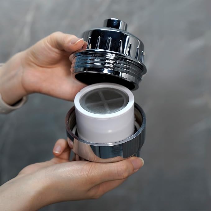 SOLVEX 15 Stage Shower Water Filter - Shower Head Filter, Remove Chlorine Heavy Metals and Other Sediments, Vitamin C Water Softener Reduces Dry Itchy Skin(Chromed),US-SP-50090