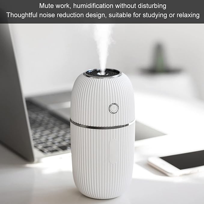 Portable Mini Humidifier, Air Diffuser Mist Humidifier for Home, Living Room, Kidsroom, Bedroom, Office & Car (White)