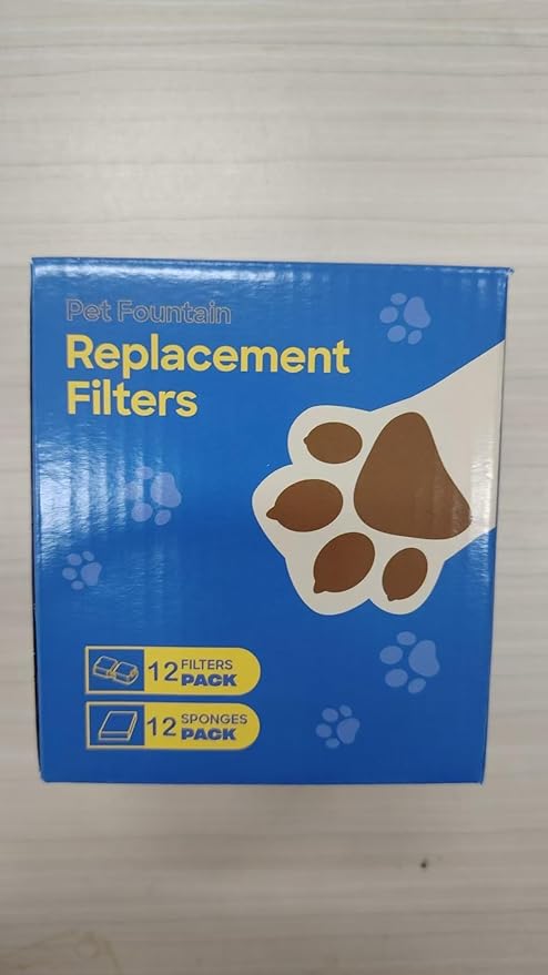 Pet Water Fountain Filters: Per Fountain Filter Replacement (24 Pcs) - 6 Months Set of Replacement Filters for ATMZIQXR S18 - Contains 12 Carbon Filters + 12 Sponges Filters