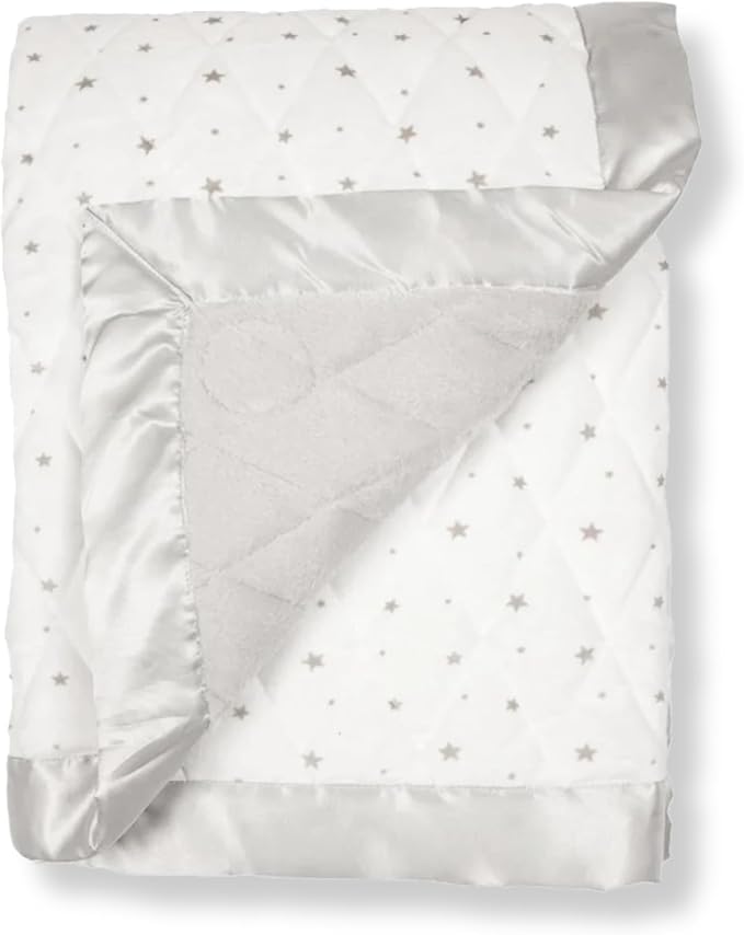 Dreamland Baby 4lb Weighted Blanket for Kids. Breathable Dual Fabrics with Minky Cooling Side & Cozy Microfleece on Reverse. Mom-Owned US Business, Premium Materials (White with Grey Stars)
