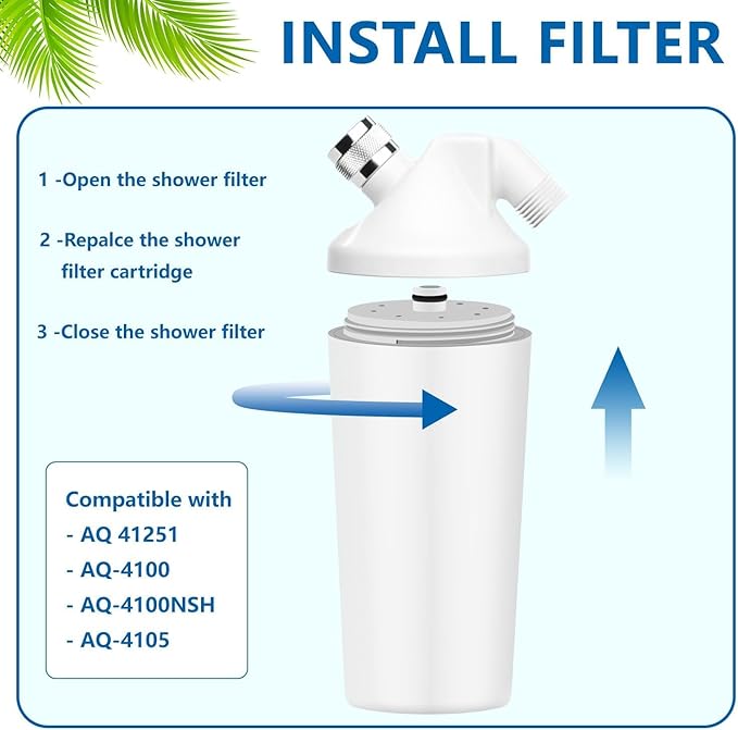 AWO 2 PACK Replacement Shower Head Filter Cartridge Compatible with Aquasana® AQ-4125,AQ-4100,AQ-4105,AQ-4100NSH,AQ-4105CHR Shower Filtration Systems for Hard Water Reduces Chlorine,Soften Skin & Hair