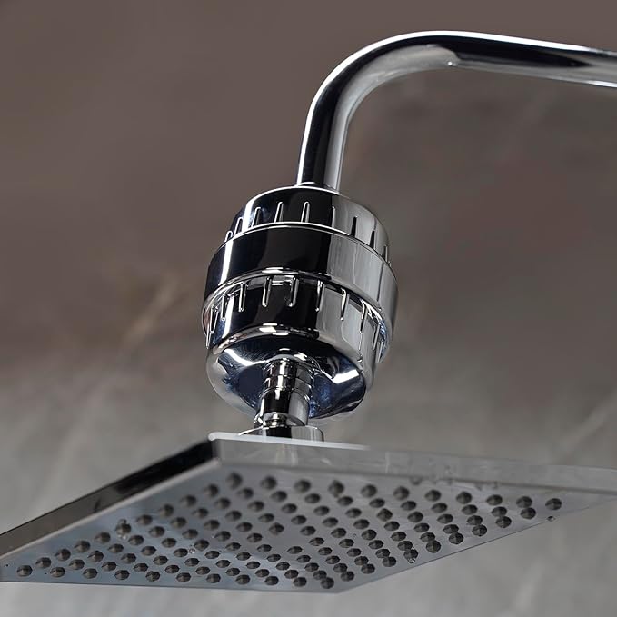 SOLVEX 15 Stage Shower Water Filter - Shower Head Filter, Remove Chlorine Heavy Metals and Other Sediments, Vitamin C Water Softener Reduces Dry Itchy Skin(Chromed),US-SP-50090