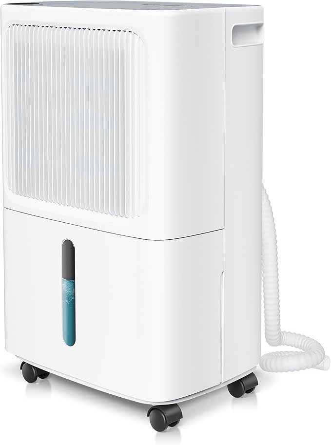 Dehumidifiers for Home with Drain Hose,55 OZ Water Tank, 2500 Sq.Ft 35 Pints Dehumidifiers for Basement, Bathroom, Bedroom, Three Modes, Smart Humidity Control, Dry Clothes, 24H Timer, White