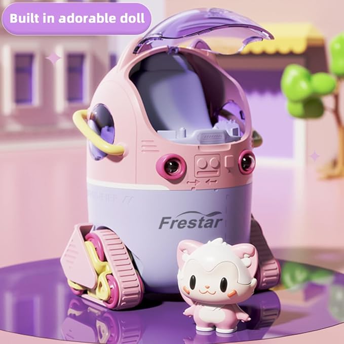 Mini USB Humidifier 220ml with LED Night Light, Small Cute Humidifier Bulit in Adorable Doll for Kids, Plant, Bedroom, Office, Desk, Babies Room, No Battery(Pink-Huhu)