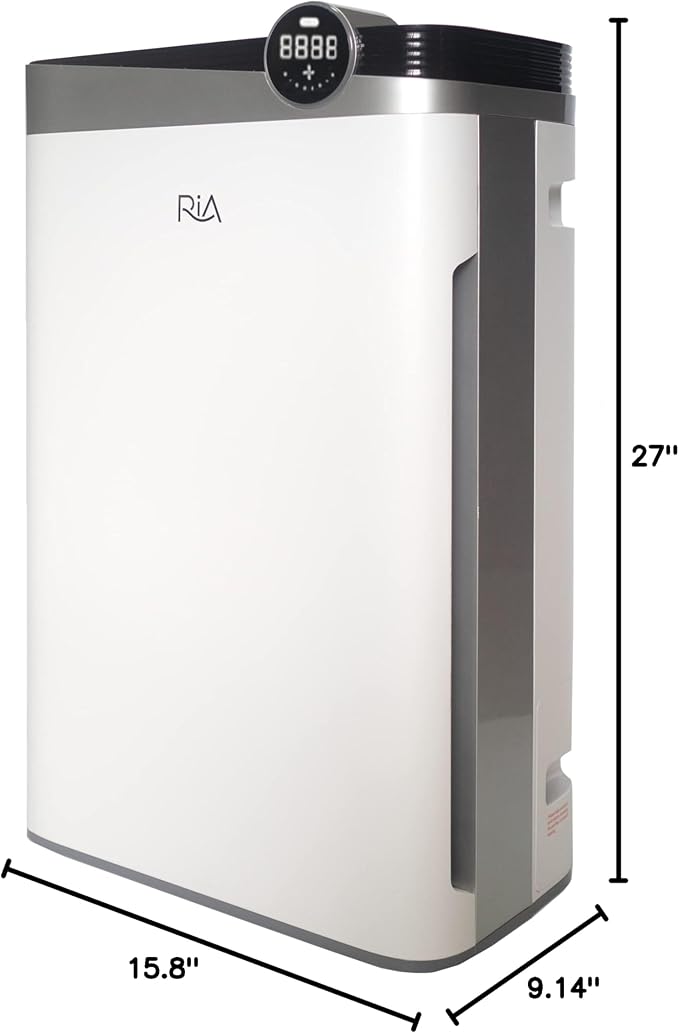 RIA Smart Air Purifier BreezeGuard 2-in-1 with Built-In Humidifier, Industrial-Grade Air Cleaner, for Large Homes up to 2500 SqFt, Smart App Remote Control, Removes Wildfire Smoke, PM2.5, Allergens