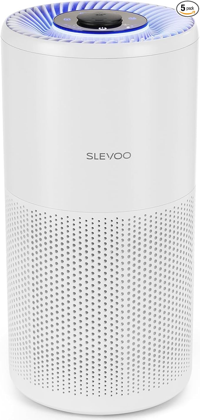 SLEVOO Air Purifier for Home Bedroom up to 1015 ft², Allergies Pet Hair, 3-in-1 Filter with hepa Air Purifier, Ultra Quiet 24 DB Sleep Mode,Aromatherapy,clean for Allergies,Pollutants,Smoke (White)
