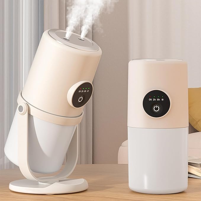 Portable Mini Humidifier, 300ML Cool Mist Humidifiers with Stand, Quiet USB Desktop Humidifier with 2 Mist Mode for Baby Bedroom Travel Office Home, Quiet Mini Humidifiers(Beige)