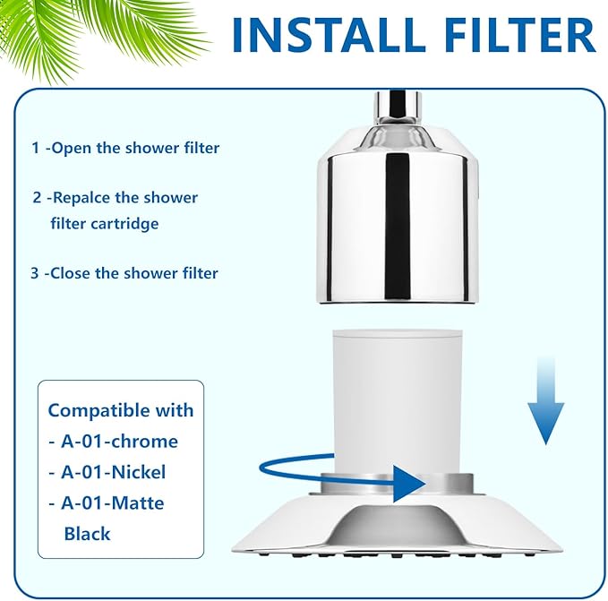 Muvxeznli(A-01)Replacement Shower Filter Cartridge Compatible with Afina Filtered Shower Head,Water Softener Filter for Hard Water Reduce Chlorine and Harmful Substances(4Pack)
