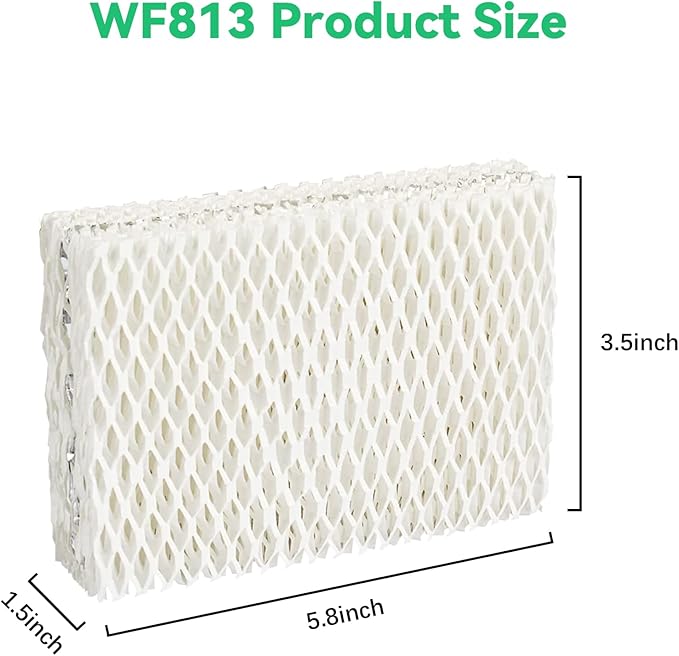 kakofaci 6 Pack WF813 Humidifier Filters Replacement Compatible with Equate EQWF813 PCWF813 Relion RCM832 RCM-832N Protec RWF813 EQ-2119-UL PCCM-832N Cool Mist Humidifiers Wick Filter