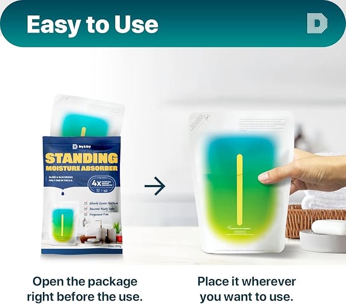 Dry & Dry [2 Packs Standing Moisture Absorbers to Control Excess Moisture for Basement, Closets, Bathrooms, Laundry Rooms - Moisture Absorbers Moisture Absorber