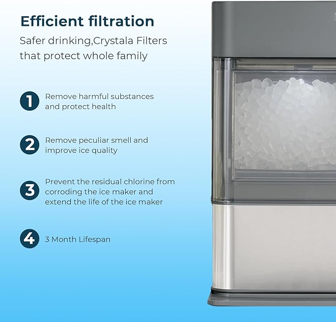 Crystala Filters Replacement for GE Profile Opal Ice Maker Filter, NSF 42 Certified, ge opal ice maker filter, opal ice maker filter replacement Easy Install, 3 Pack
