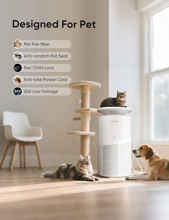 Air Purifier for Home Large Room up to 3620FtΒ², H13 True HEPA Air Purifiers for Home Pet Hair Dander Odor Pollen, Air Cleaner with Smart WiFi, 360Β° Air Intake, Auto Mode, Pet Lock, 22dB Quiet