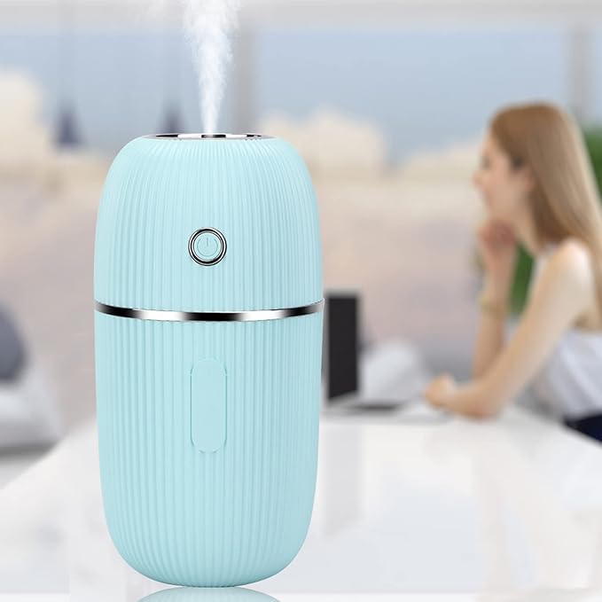 Portable Mini Humidifier, Air Diffuser Mist Humidifier for Home, Living Room, Kidsroom, Bedroom, Office & Car (Blue)