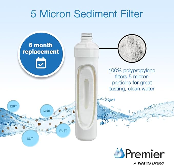 Watts Premier Annual RO Pure Plus 6-Pack Filtration Kit for Zero/Pure Plus Reverse Osmosis System, Push Button Water Filter Replacement, 2 Sediment Filters, 2 Carbon Pre-Filters, VOC, Membrane