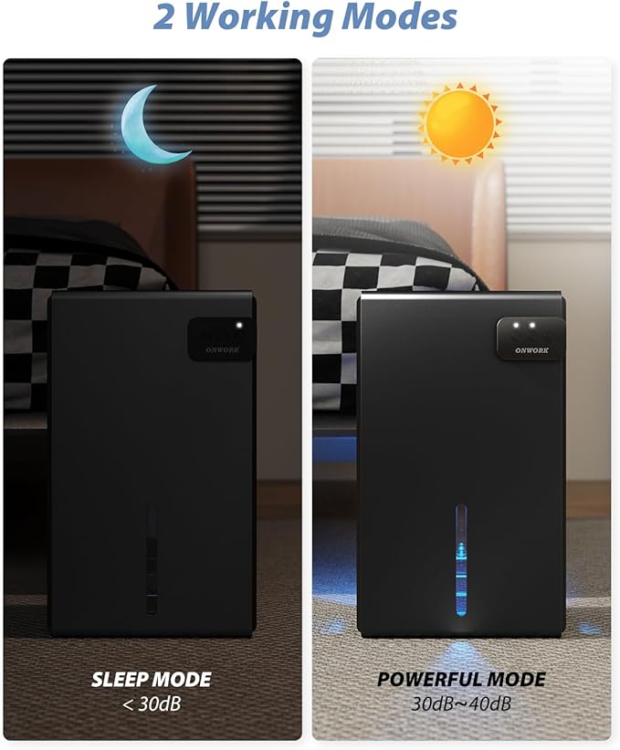 Dehumidifier, 95 OZ Dehumidifiers for Home (800 sq.ft), Quiet Small Dehumidifiers for Bedroom Bathroom Basements Closet RV, Auto Shut Off, Two Working Models and 7 Colors LED(Black)