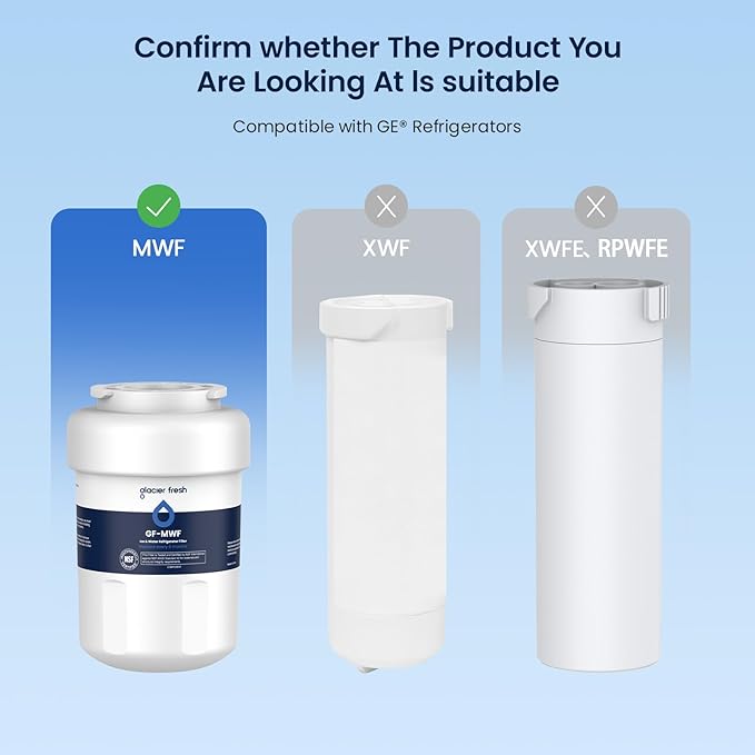 GLACIER FRESH Replacement for MWF Refrigerator Water Filters, SmartWater MWFP, MWFA, GWF, HDX FMG-1, WFC1201, RWF1060, 197D6321P006, Kenmore 9991, 2 Pack