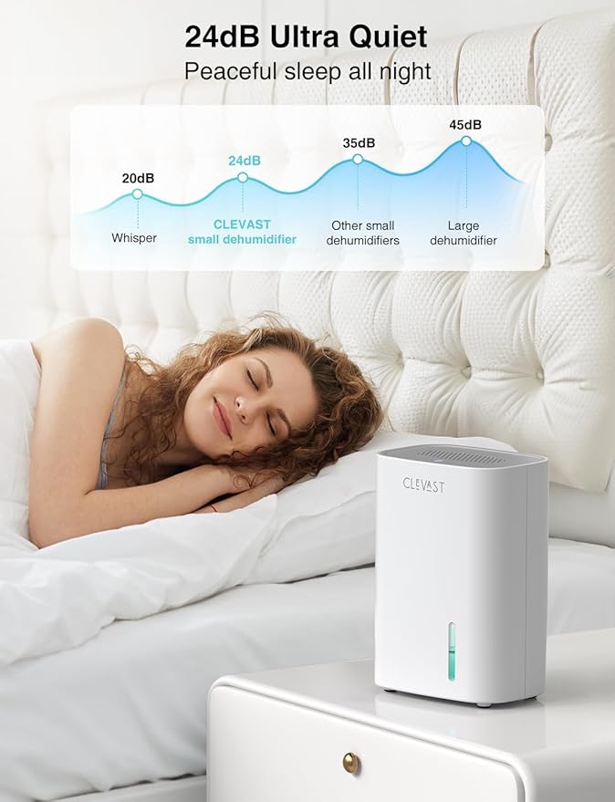 CLEVAST Small Dehumidifier for Home - 30 OZ Mini Quiet Dehumidifiers for Bathroom, Upgraded Portable Compact Air Dehumidifier for Room, Closet, RV, Camper, House (Not Cordless)