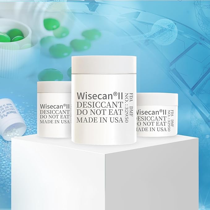 1 Gram 100 Pack Silica Gel Canister, Desiccant Canister, Silica Gel Capsules, Desiccant Capsules, Moisture Absorbers for Food Storage, Food Safe Dehumidifiers Wisecan