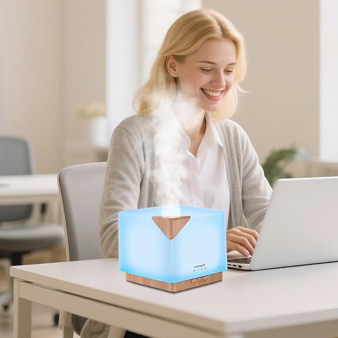 URPOWER Aromatherapy Essential Oil Diffuser Humidifier, 700ml Large Capacity Modern Ultrasonic Aroma Diffusers Running 20+ Hours with Adjustable Mist Mode/4 Timer Settings for Home Office Study