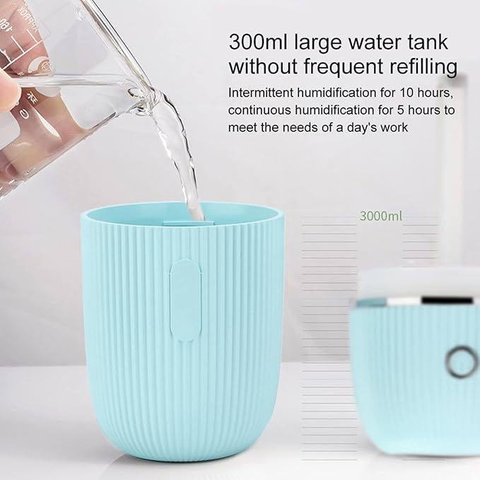Portable Mini Humidifier, Air Diffuser Mist Humidifier for Home, Living Room, Kidsroom, Bedroom, Office & Car (Blue)