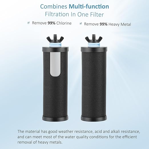 2.25G Ultra-Filtration Gravity Water Filter System,304 Stainless Steel Countertop System with 2 Carbon Filters and Stand ,NSF/ANSI 42 Certification,Reduce 99.9% Chlorine