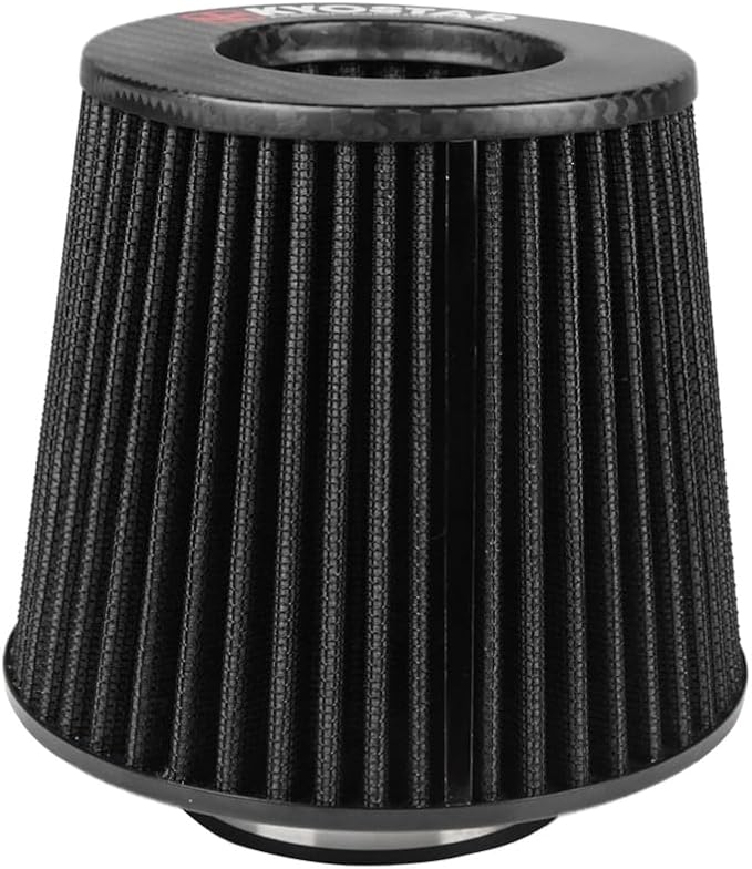Kyostar Universal Carbon Fiber 3 Inch 76mm Air Intake Cone Filter Replacement Quality Dry Air Filter, Black