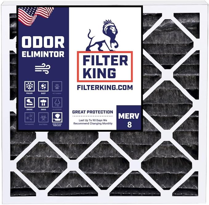 Filter King 8x35.5x1 Air Filter | 4-PACK | Carbon MERV 8 HVAC Pleated A/C Furnace Filters | MADE IN USA | Actual Size: 08 x 35.5 x .75"