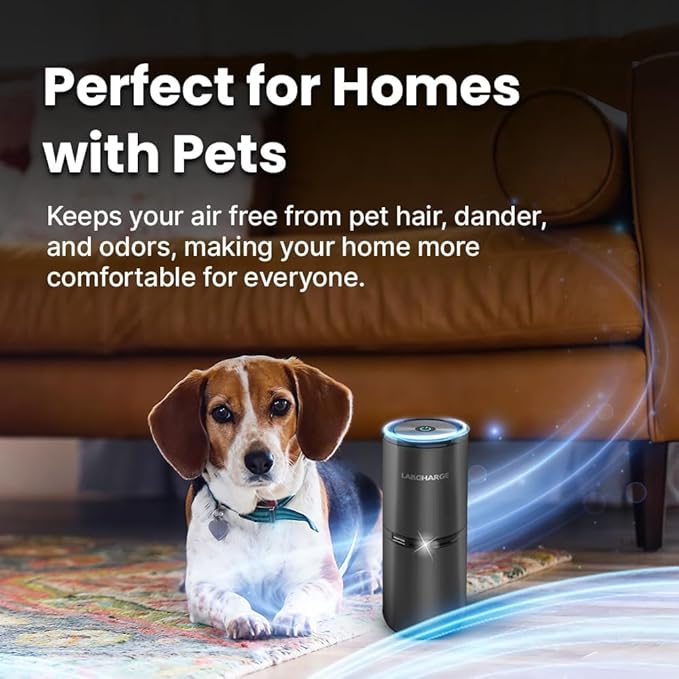 LabCharge Small Ionic Air Purifier for Home & Bedroom – Silent HEPA Filter – Covers 250 Sq Ft - Free Cleaner for Pets, Hair, Smoke, Dust, Odors & Dander – Compact & Black Design - Pack of 5