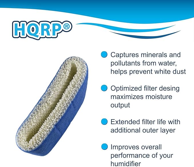 HQRP 3-Pack Wick Filter Blue HC888 HC888N Compatible with Honeywell Filter C HCM-890 HEV320 Series HEV320B HEV320W HCM-890B HCM-890C HCM-890BTG HCM89020 HCM-890MTG Humidifiers